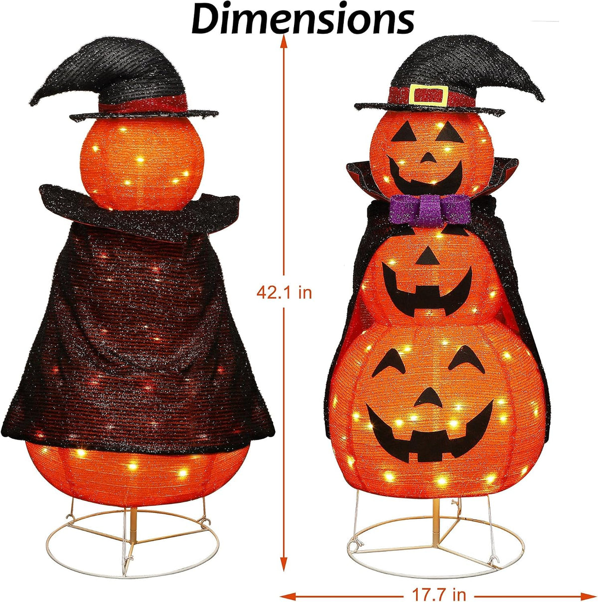 Lulu Home 3.5FT Light Up Halloween Decoration, Collapsible Stacked Pumpkins