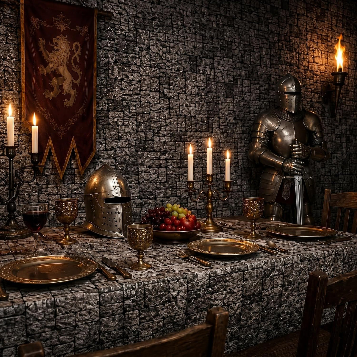 Jecery 164ft x 39.4in Stone Wall Tablecloth Roll, Halloween Party Decor