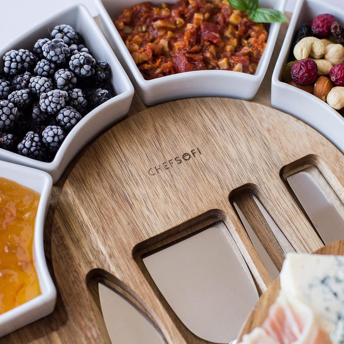 ChefSofi Charcuterie Board Set and Cheese Serving Platter - Made from Acacia ...