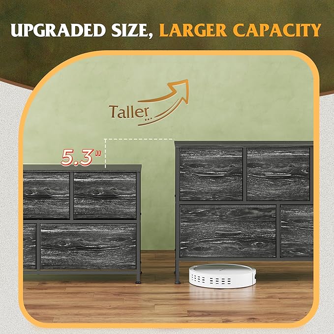 WLIVE Dresser for Bedroom with 5 Drawers, Long Storage Dresser, Fabric Dressers - Image 8