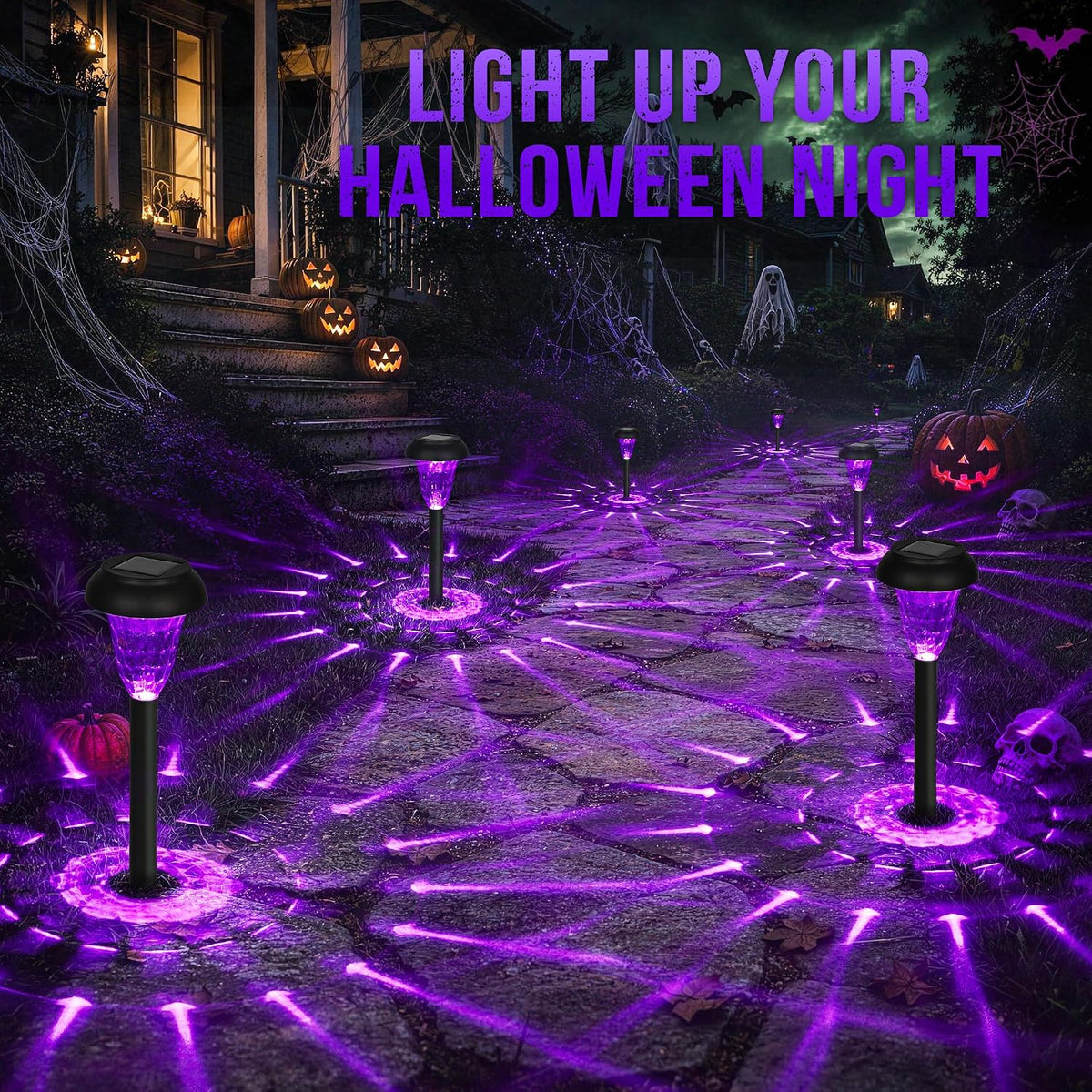 GIGALUMI Solar Halloween Lights Outdoor Waterproof Pathway Lights, 12 Pack
