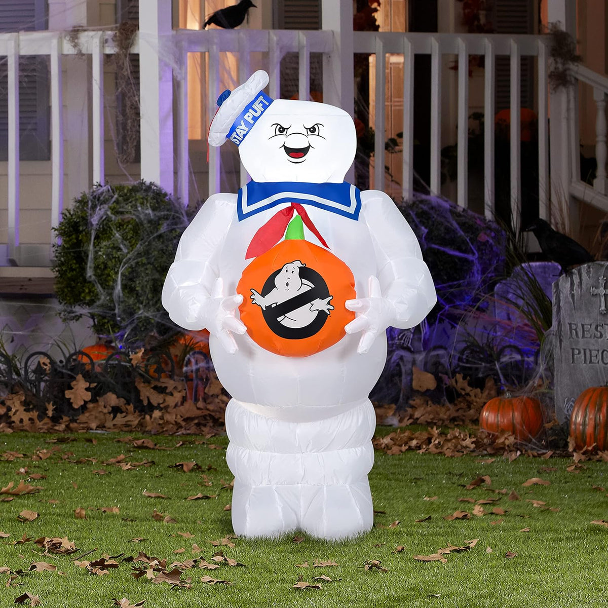 Gemmy Stay Puft Halloween Inflatable, 3.5 Ft Tall Lighted Ghostbusters Yard D...