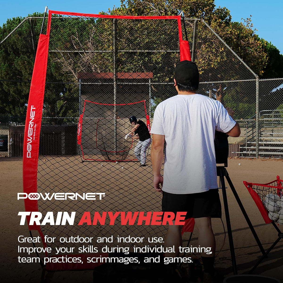 PowerNet Launch F-lite Softball & Baseball Pitching Machine, Dimpled Prac...