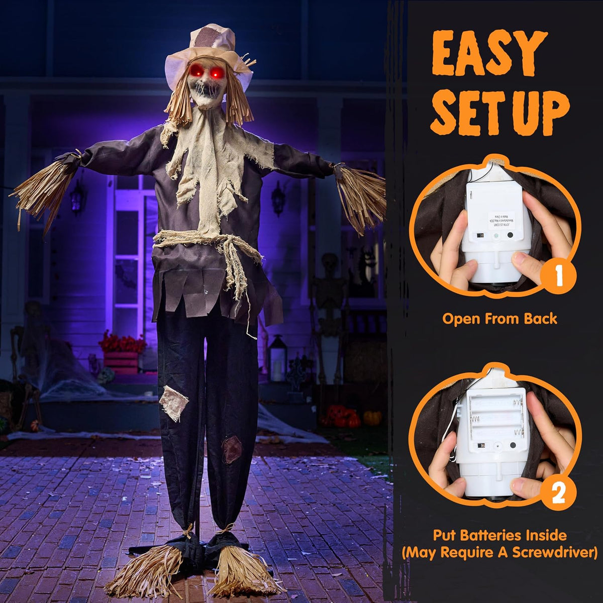 JOYIN Halloween Animatronics Scarecrow Decoration Outdoor, Standing Ghost Pro...