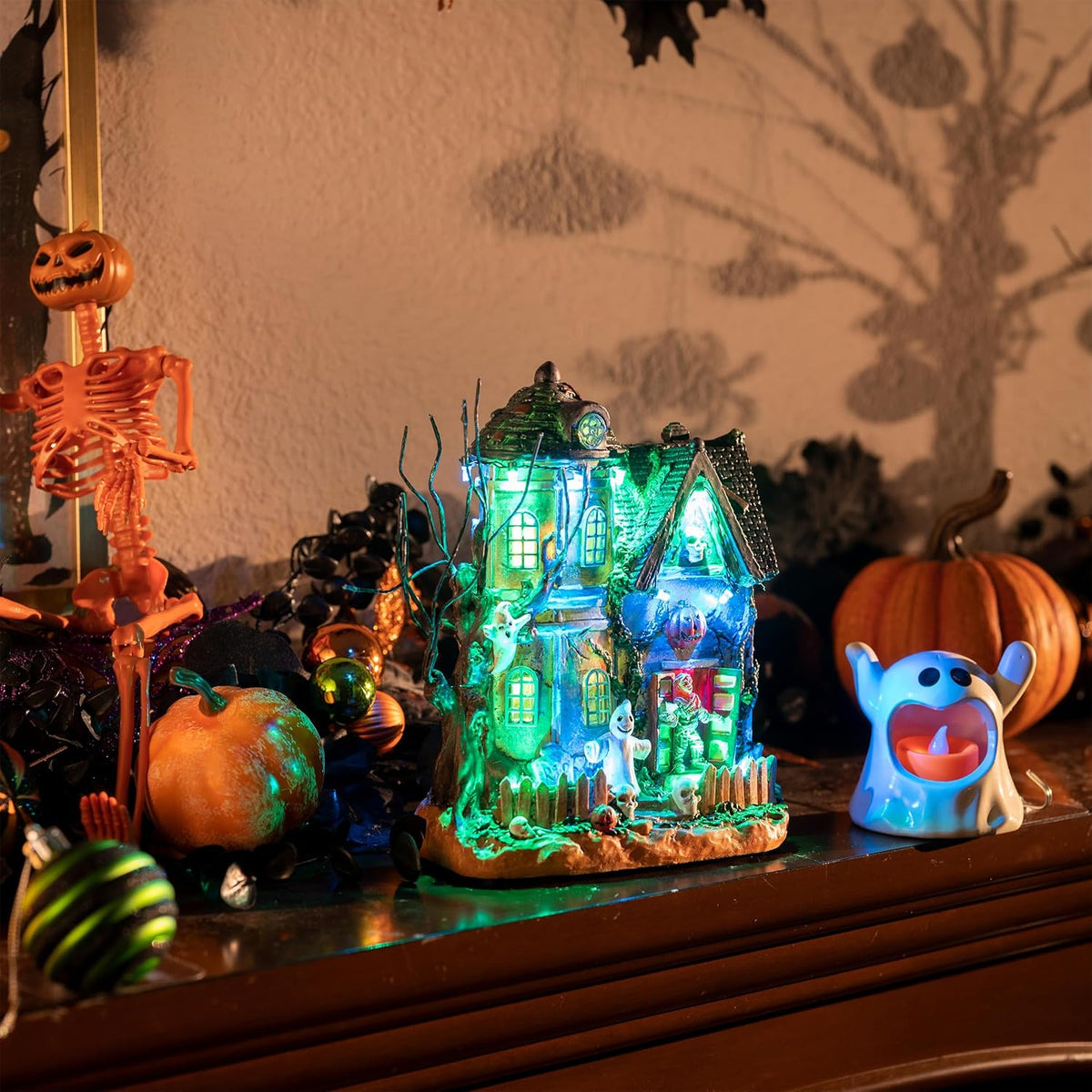 Valery Madelyn Halloween Decorations, Lighted Halloween Village Houses with M...