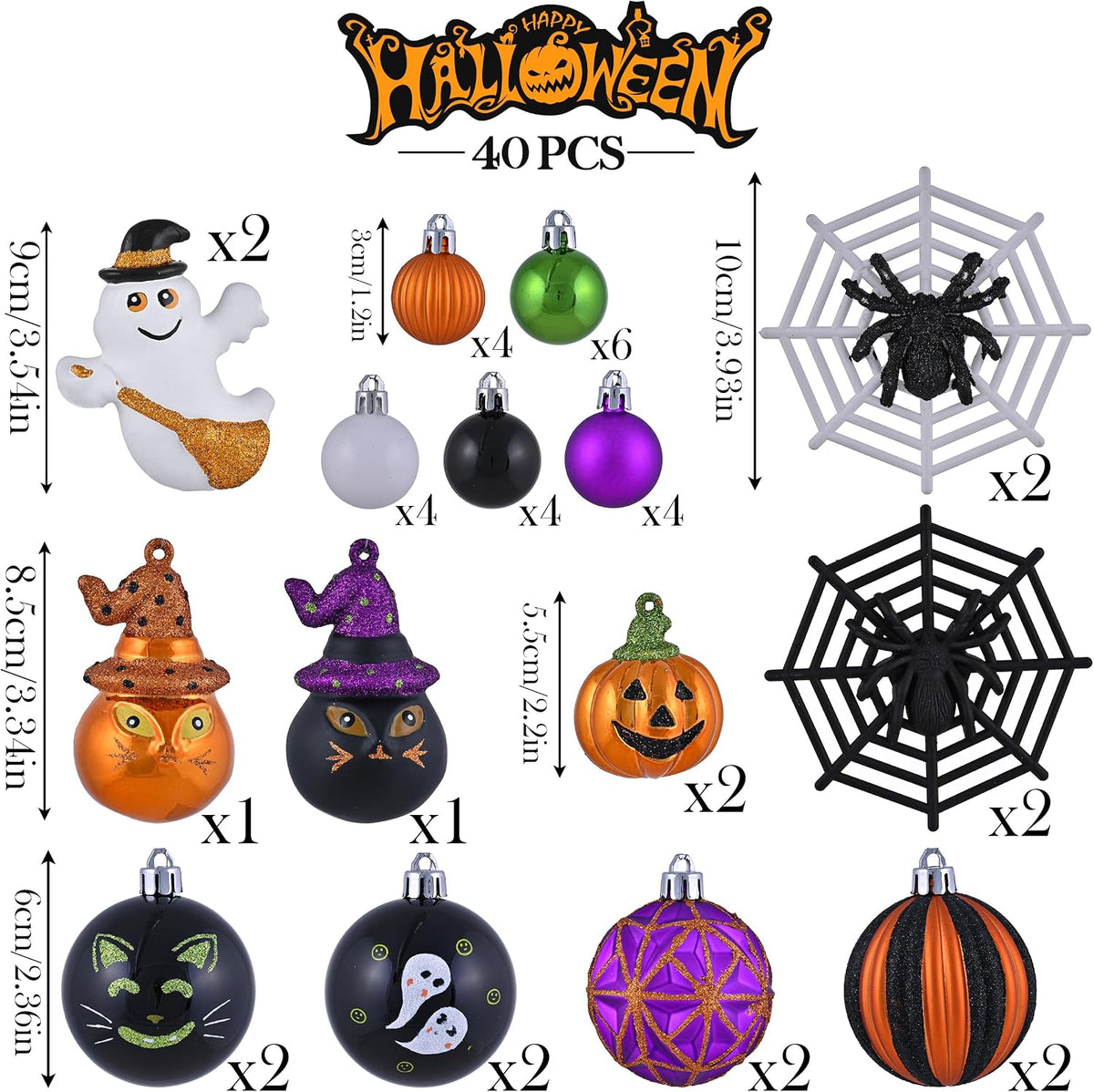 Valery Madelyn 40ct Large Halloween Ornaments Shatterproof Tree Decorations