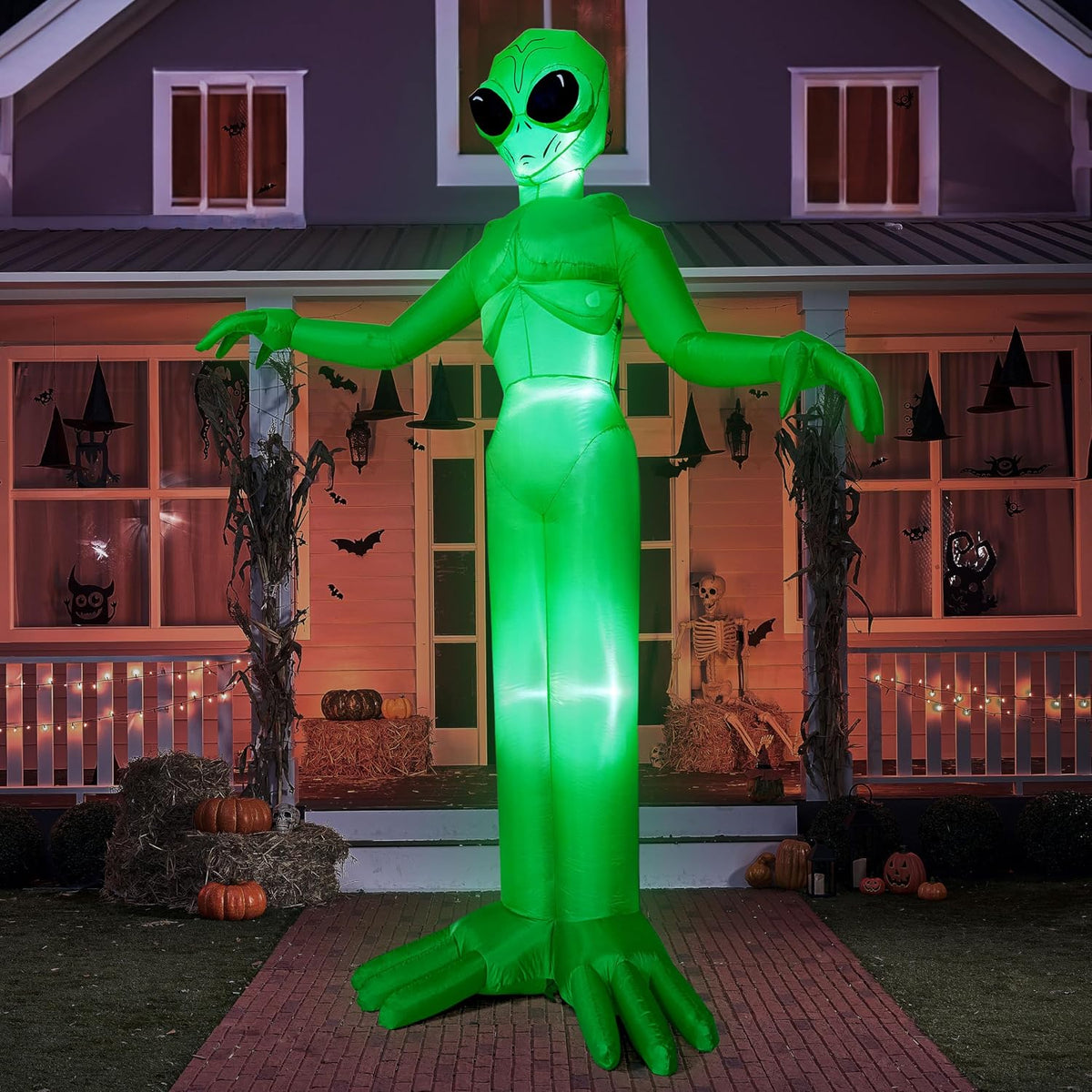 Joiedomi 9 FT Tall Halloween Inflatable Decoration Outside, Blow Up Alien Inf...