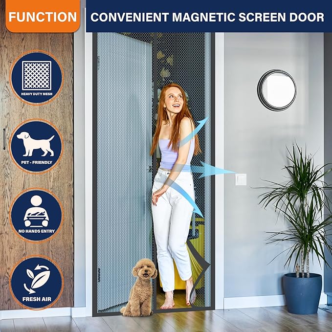 Magnetic Screen Door,Screen Door Mesh,Keep Bugs Out, Heavy-Duty Mesh Curtain - Image 6