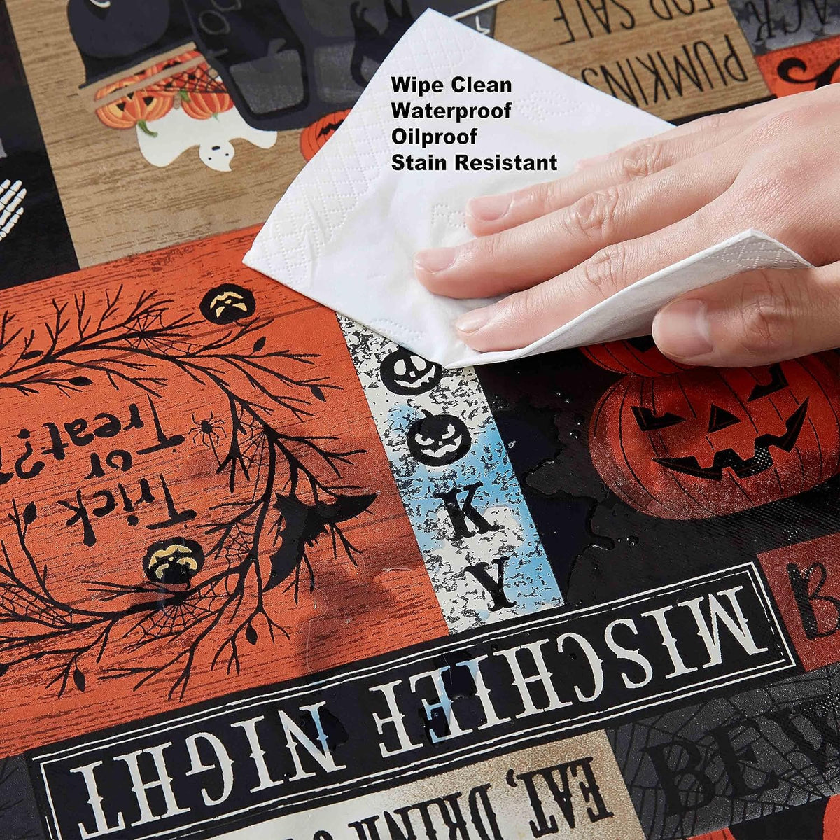 Newbridge Halloween Rustic Spooky Farm 60 x 120 Inch Rectangle Vinyl Tableclo...
