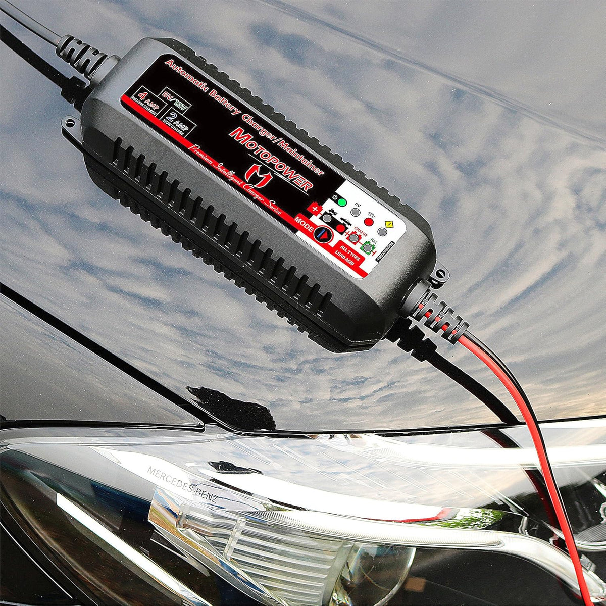 MOTOPOWER MP00207 6V and 12V 4AMP Automatic Smart Battery Charger