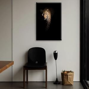 SEVEN WALL ARTS Leopard Wall Art Wildlife Portrait Photography Close-Up Animal Print Framed Artwork for Living Room, Bedroom, or Office Decor, 24"x36"