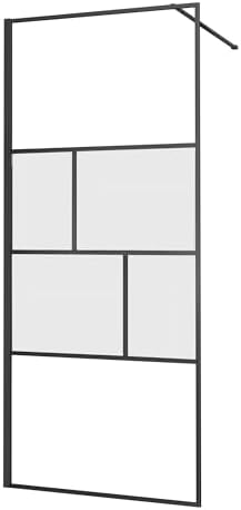 bathroom shower door, modern grid shower door 34, front angle view