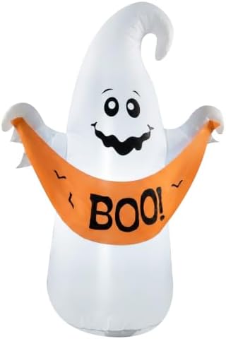 4FT Halloween Inflatable Ghost with Boo Banner,Bulit-in LEDs