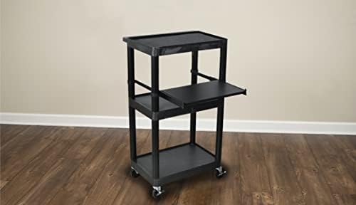 Luxor LP34E-B 34"H AV Cart - Three Shelves Electric