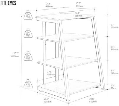 fitueyes 4-tier av media stand corner shelf for, close-up detail