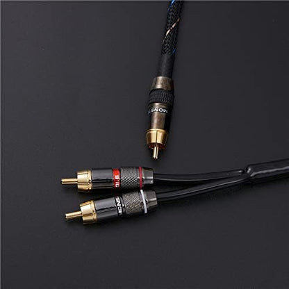 JORZOR Audiophile RCA to 2RCA Subwoofer Cable - 2M Oxygen-Free Copper - Image 5