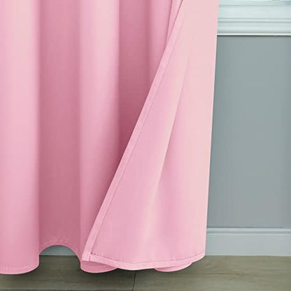 Mrs.Naturall Light Pink Blackout Curtains for Dorm, 52" W x 84" L Grommet Easy Sliding Black Out Drapes for Girls Room Bedroom College Room Decor