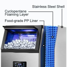 Commercial Ice Maker 120LBS/24H, Stainless Steel Freestanding Ice Maker Machine - Image 6