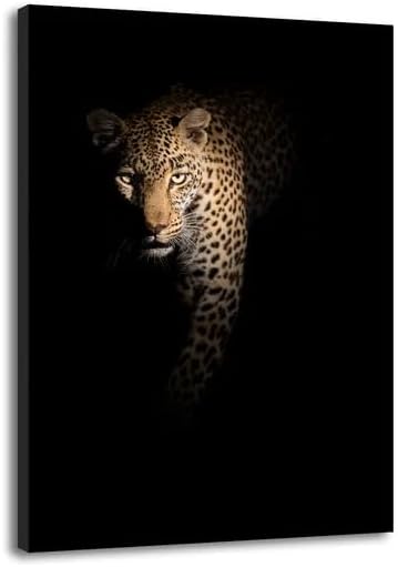 SEVEN WALL ARTS Leopard Wall Art Wildlife Portrait Photography Close-Up Animal Print Framed Artwork for Living Room, Bedroom, or Office Decor, 24"x36"