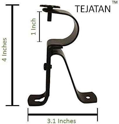 Curtain Rod Bracket for 1-Inch Diameter rods - (Set of 4 (2 Pairs, Black) (Can Also be Known as Curtain Rod Hangers, Drape Rod Hooks for wall, Curtain rods Brackets, Curtain Rod Holders)