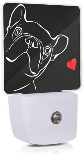 Smoaffly French Bulldog Dog red Heart Night Light Plug-in LED Nightlights Auto - Image 8