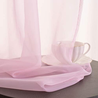 Christmas Baby Pink Sheer Pink Voile Curtains Short Translucent Solid Color 45 Inch Length Rod Pocket Baby Pink Sheers 45 Inches Long For Small Windows Bedroom Living Room Kitchen 2 Panels 52x45