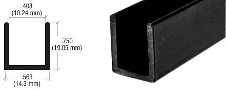 Brixwell SDCD38BL-CCP23-XCP25 Black 3/8" Fixed Panel Shower Door Deep U-Channel - Image 7
