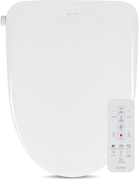 ALPHA BIDET UX Pearl Bidet Toilet Seat in Elongated White | Ultra Low Profile | by ALPHABIDET