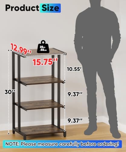 4-tier wooden media stand, av media stand corner shown in use