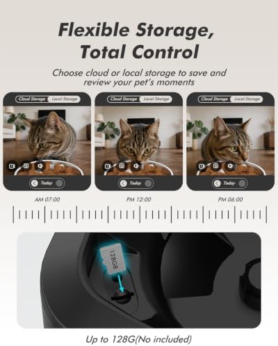 automatic dog feeder with 2k cameras - 8l/ showing dimensions
