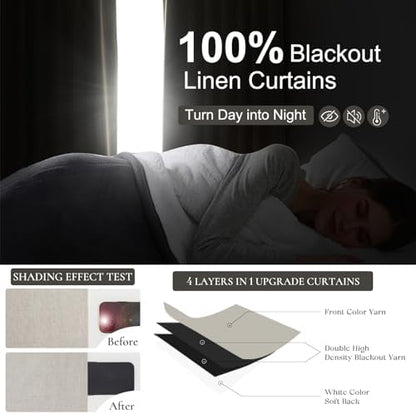 qjmydeco 100% blackout curtains 45 inches long 2 shown in use