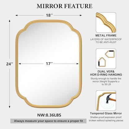ferytange gold mirrors for bathroom, 18" x 24", side view
