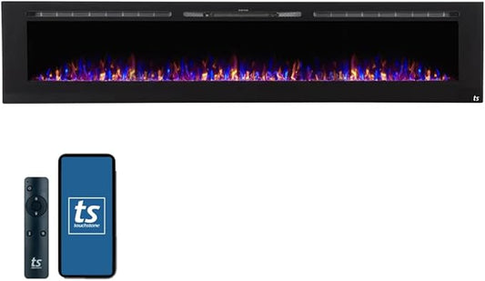 Touchstone Smart Electric Fireplace-The Sideline 100" Wide-in Wall Recessed by TouchstoneHomeProducts