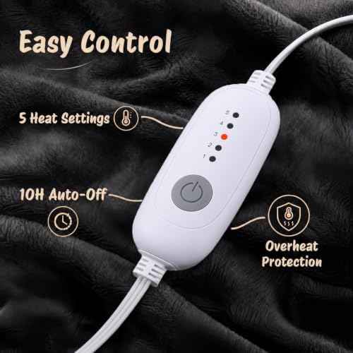 eydna electric heated blanket full size 72"x84",fast heating, side view