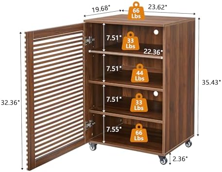 levnary 5-tier av media cabinet with grille door shown in use