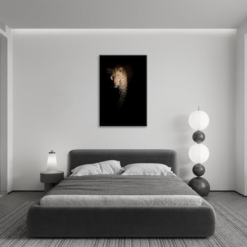 SEVEN WALL ARTS Leopard Wall Art Wildlife Portrait Photography Close-Up Animal Print Framed Artwork for Living Room, Bedroom, or Office Decor, 24"x36"