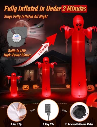 Elegear 12FT Gauze Ghost Halloween Inflatable, Motion-Activated Sounds