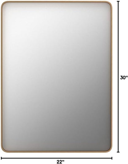 LOAAO 22”X30” Gold Bathroom Mirror, Rounded Rectangle Gold Frame Mirror - Image 8