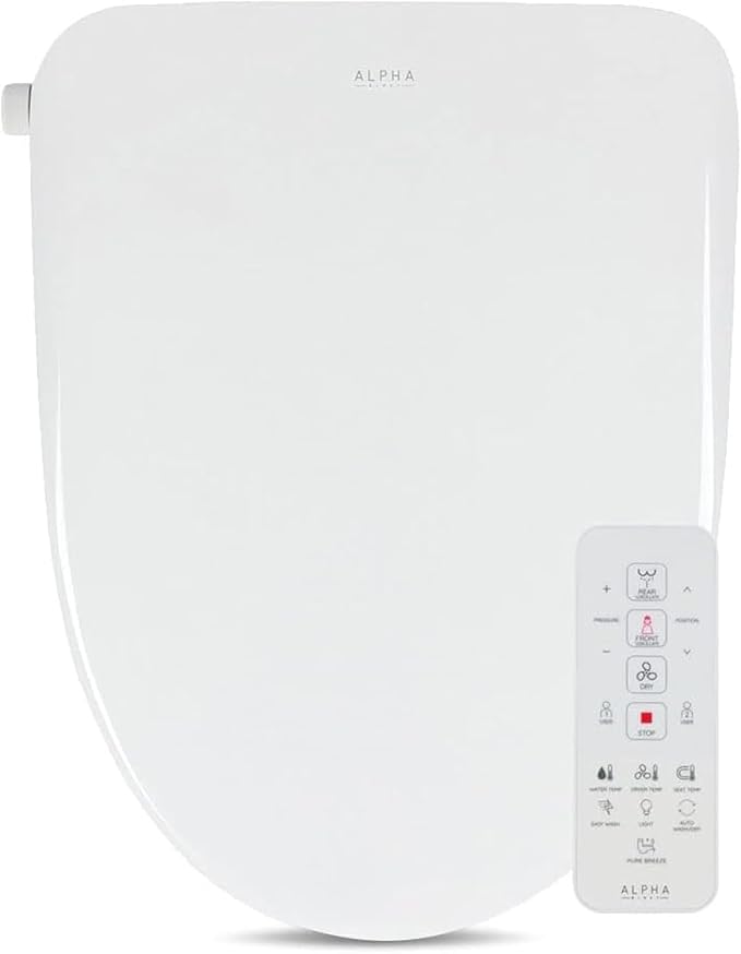 ALPHA BIDET UX Pearl Bidet Toilet Seat in Round White | Ultra Low Profile | by ALPHABIDET
