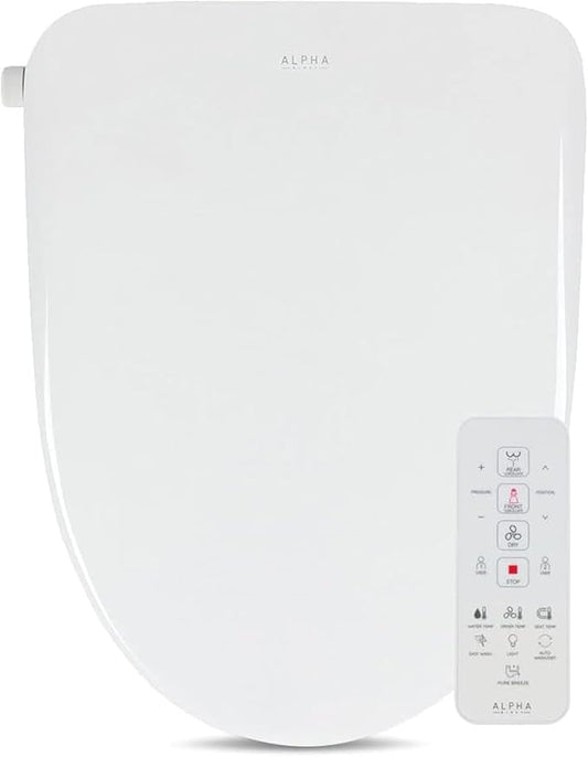 ALPHA BIDET UX Pearl Bidet Toilet Seat in Round White | Ultra Low Profile | by ALPHABIDET