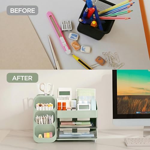 hblife desk organizer with pen pencil holder for, package contents