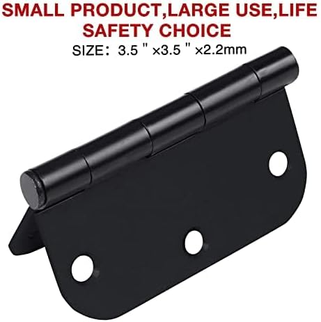 2 Pack Rounded Matte Black Door Hinges 3.5 Inch Interior Room Hardware 3 1/2" - Image 5