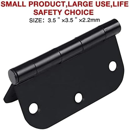 2 Pack Rounded Matte Black Door Hinges 3.5 Inch Interior Room Hardware 3 1/2" - Image 5