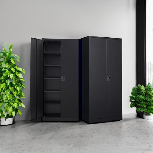 MIIIKO Metal Cabinet for Storage, Locking Door Tall Steel Storage Cabinet - Image 6