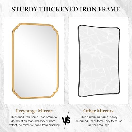 ferytange gold mirrors for bathroom, 18" x 24", front angle view