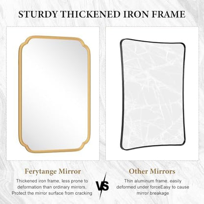 ferytange gold mirrors for bathroom, 18" x 24", front angle view