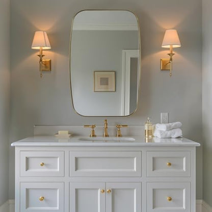 andy star oval mirrors for bathroom, 20x28 gold, side view