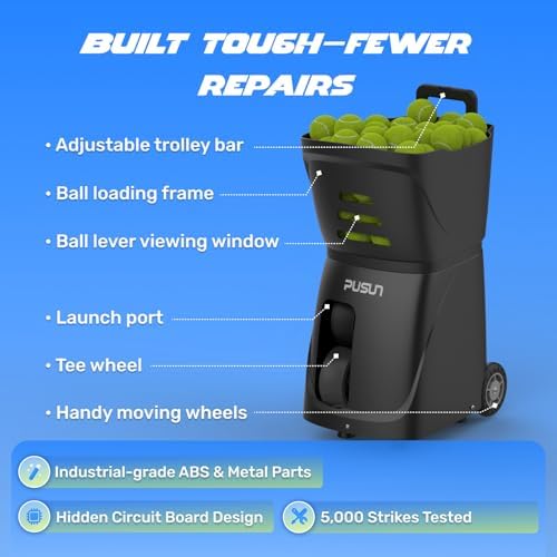 PUSUN｜PT-Smart Tennis Ball Machine: App Control with 12 Built-in Training Mod...