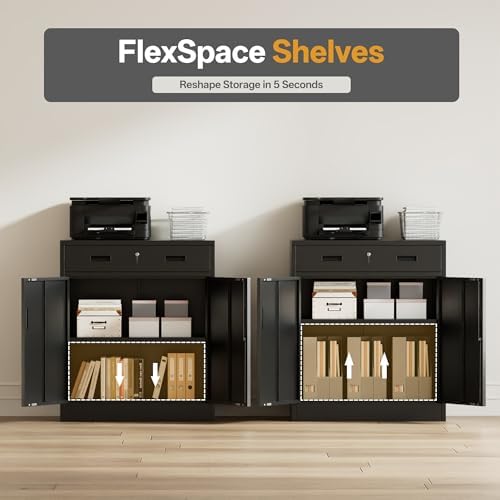 metal storage cabinet, garage storage cabinet with 1 on a desk or shelf