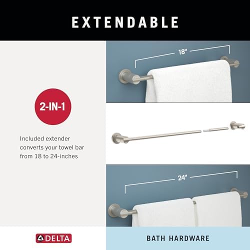 delta 4-piece matte black bathroom set towel rack showing dimensions